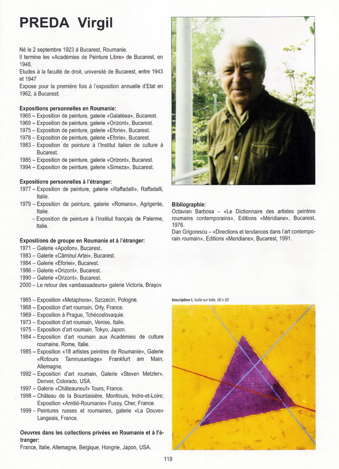 VIRGIL PREDA in Albumul ARTISTES PEINTRES ROUMAINS EN FRANCE avec Soleil de l'Est 2005