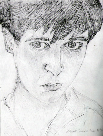 ROBERT ISAC-STEURER - Autoportret, 1986, creion pe carton, 23,4x17