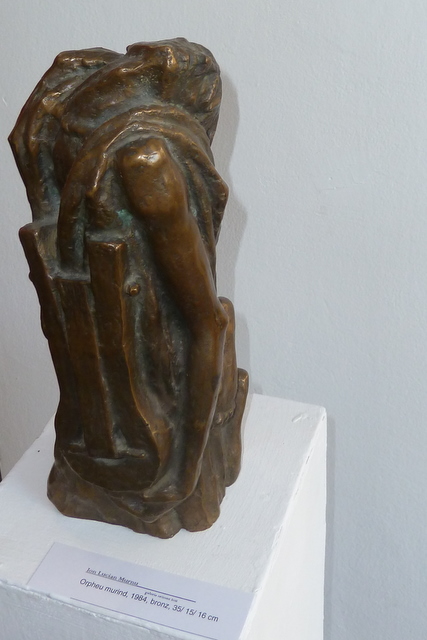 ION LUCIAN MURNU - Sculptura la Galeria Orizont - Orfeu murind, bronz, 1983, 31x12x9 cm