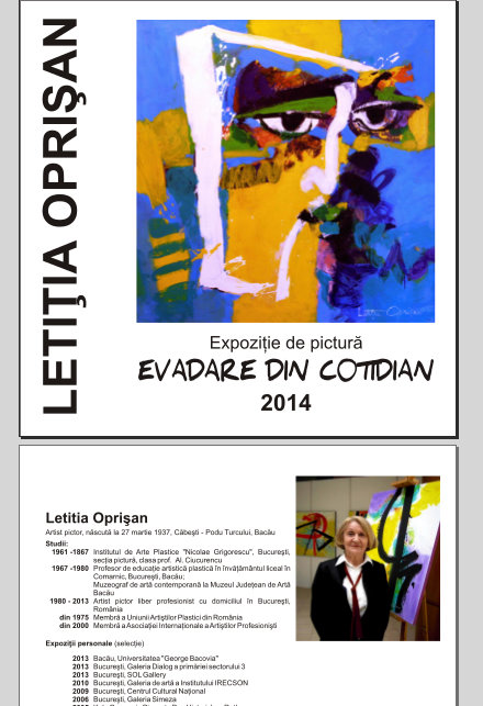 Letitia Oprisan in pliantul "Evadare din cotidian" 2014
