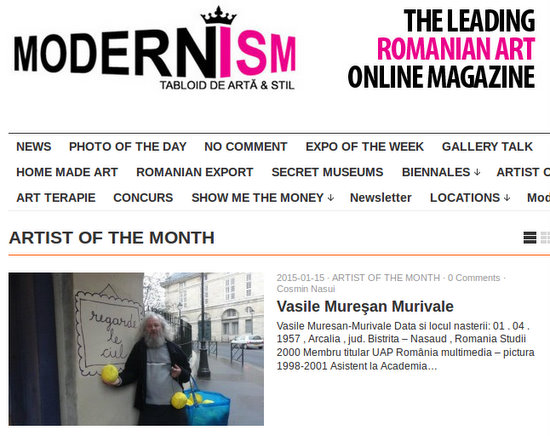 Vasile Muresan Murivale in ianuarie 2015 "ARTIST OF THE MONTH" pe www.modernism.ro in ian 2015