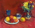Mihai POTCOAVA - 0579 Still life with red cloth 60x76 up 1996