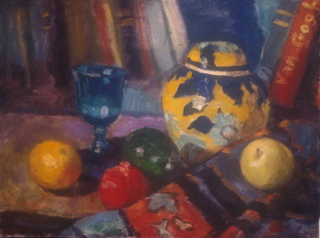 Mihai POTCOAVA - 0584 Still life with yellow vase 46x61 up 1996
